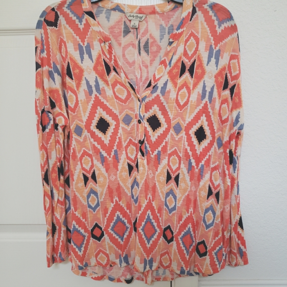 Lucky Brand native print long sleeve top